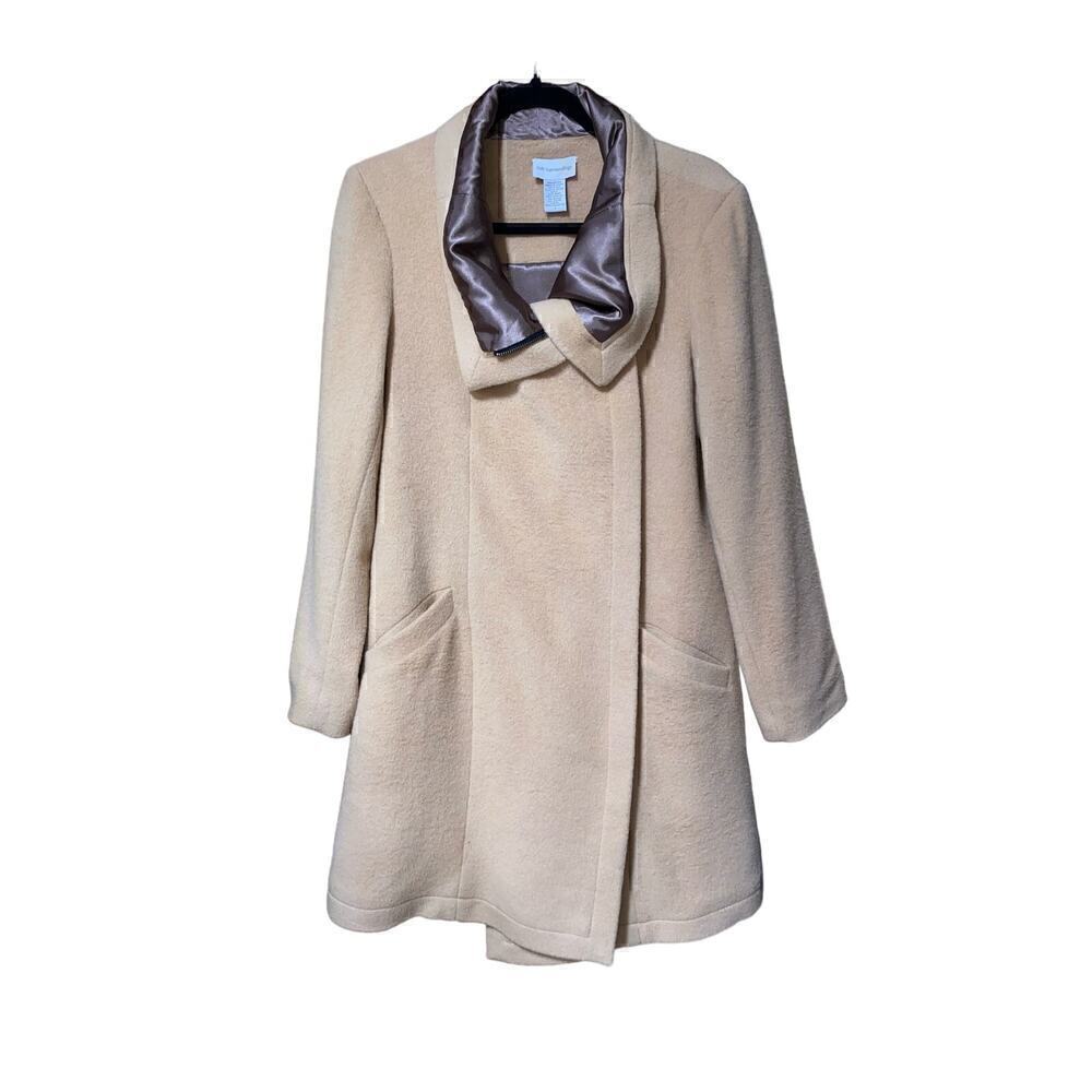 Women's asymmetrical tan wool coat by Soft‎ Surroundings SZ Small52% wool